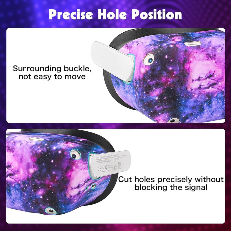 Relohas Accessories for Oculus Quest 2, VR Accessory Set for Meta Quest 2, Include Controller Grip Leather Cover, VR Shell Cover, Face Cover, The Best Gifts for Christmas and Halloween (Galaxy Purple) - Image 4